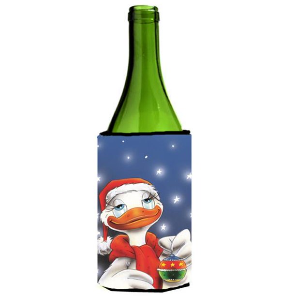 Canard avec une Bouteille de Vin Ornement de Noël Peut Refroidir Hugger