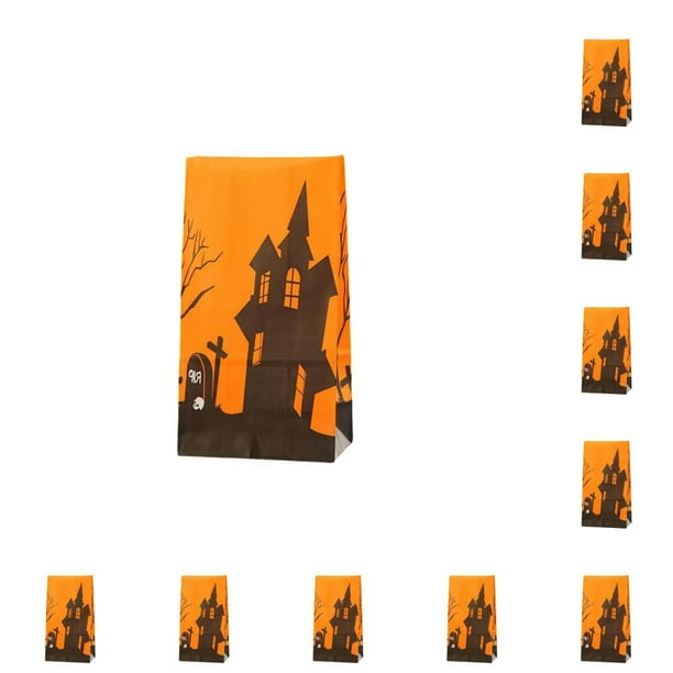 Inteprter Bolsa de papel portátil de Halloween de 10 piezas, bolsas de recuerdo de fiesta de gran capacidad, comida, postre, regalos, embalaje para Artesanía tipo 8 Inteprter HA067640-08