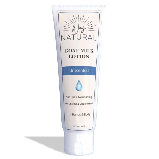 Way Natural Loción de leche de cabra sin perfume – Loción cremosa para manos y cuerpo para aliviar la piel seca – Crema de manos de leche de cabra real para mujeres y hombres – Loción sin perfume tubo