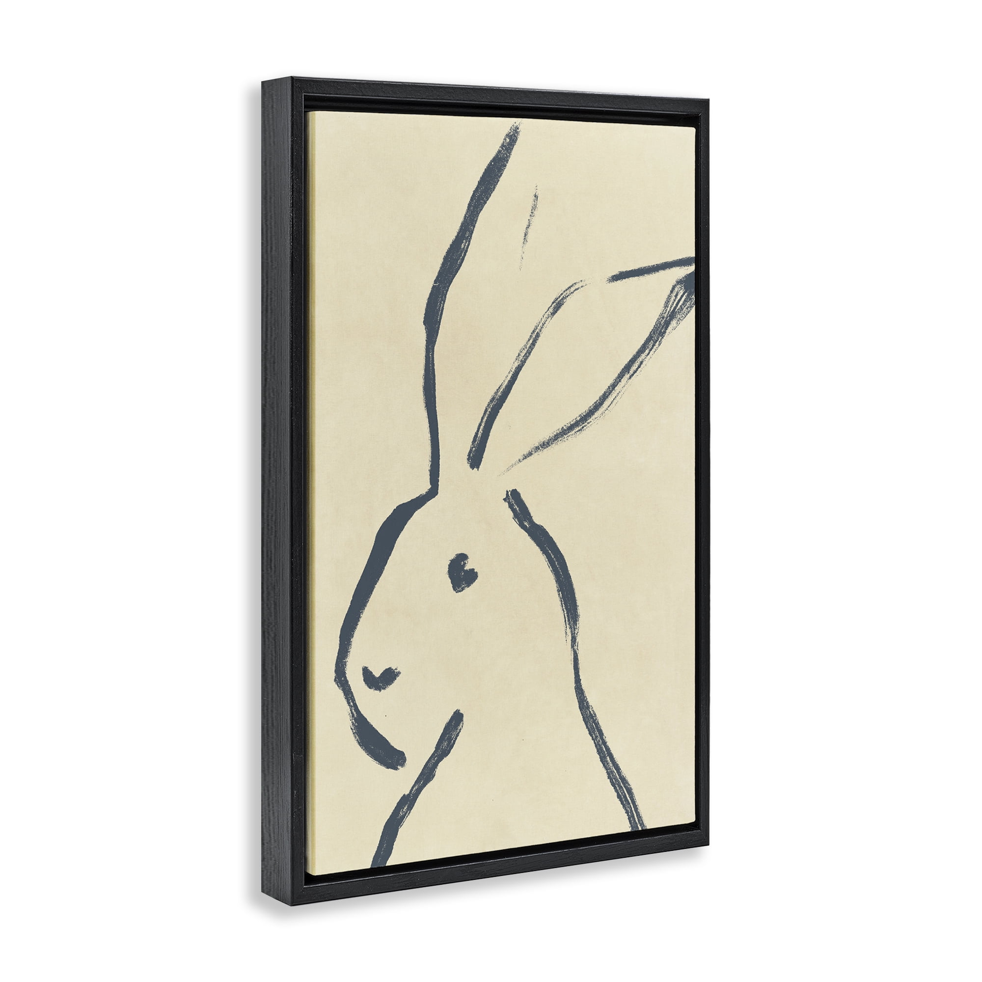 Stupell Industries Minimal Brushed Rabbit Animals & Insects Drawing Black Floater Framed Canvas Art Print Wall Art, 21 x 31
