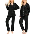 thumbnail image 3 of Conjunto de pijamas SWOMOG de manga larga para mujer S-XXL, negro y gris, 3 of 6