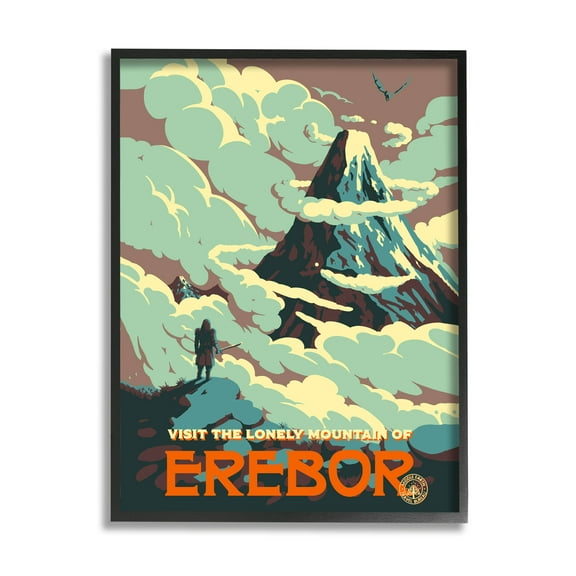 Stupell Industries Fantasy Science Fiction Erebor Mountain Graphic Art Black Framed Art Print Wall Art, Design by Matheus Lopes Castro