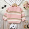 thumbnail image 3 of XFHLMJFF Boys Girls Sweater Cute Toddler Baby Knit Crewneck Striped Kids Pullover Shirt Warm Coat Fall Winter Clothes, 3 of 9