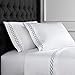 thumbnail image 3 of Melange Home Sateen Cotton Rope Embroidery Stripe Sheet Set, Cal King, Blue on White, 3 of 3