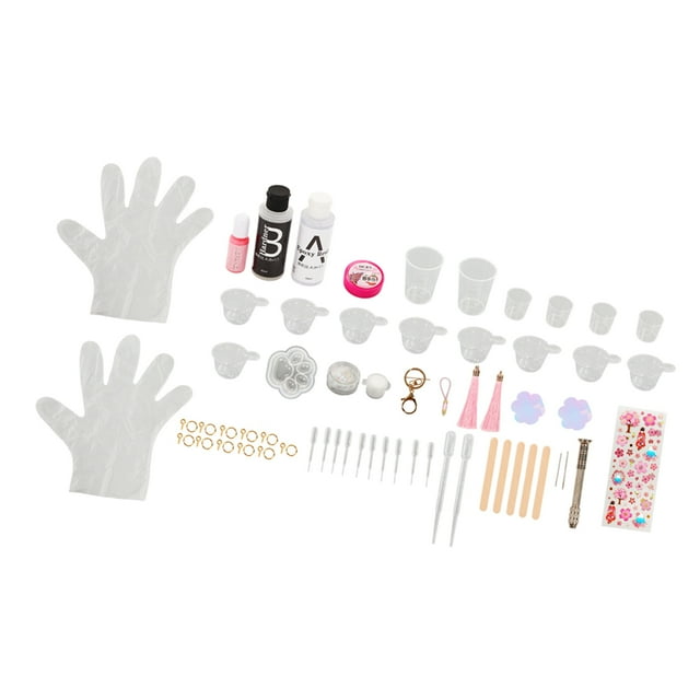 Kit De Fabricación De Joyas De Resina, Herramienta De Bricolaje De Resina Epoxi Divertida DIY Materiales Completos Diseño De Pata De Gato Sakura Para La Fabricación De Joyas ANGGREK Epoxy DIY Tool