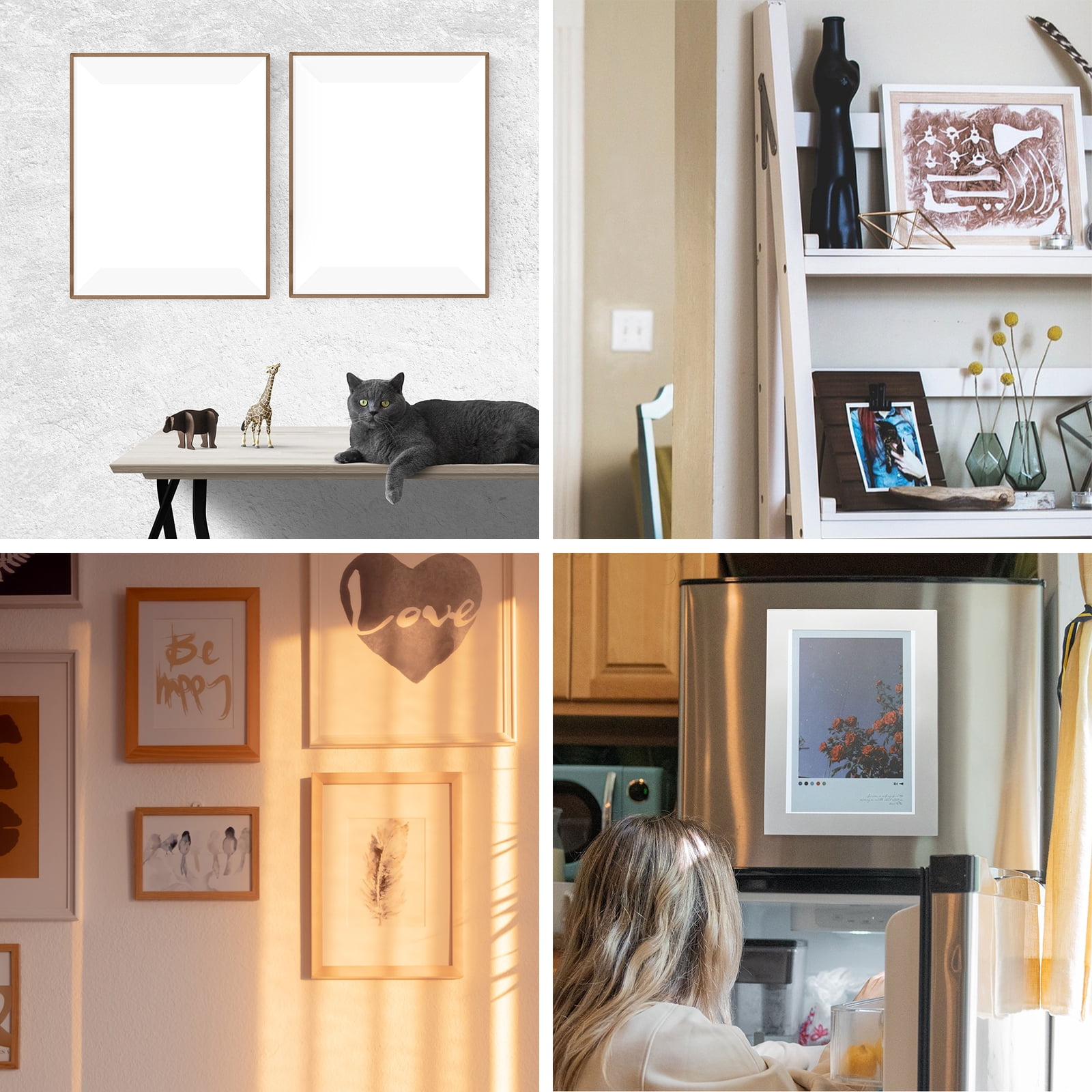 Uxcell 11.81" x 15.75" Diamond Paintings Frames, 2Pcs Diamond Art Frames Magnetic Picture Frame Self Adhesive for Refrigerator, Golden