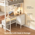 thumbnail image 4 of AOGLLATI Twin Over Twin Bunk Beds with Bedside Storage & LED Lights for Teens Loft Bed with Desk and Storage Drawers White, 4 of 14