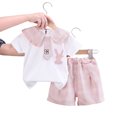 thumbnail image 3 of Ensemble d'Été 2 Pcs pour Enfants, Chemise à Manches Courtes avec Nœud et Shorts pour Filles de 0 à 6 Ans, 3 of 8