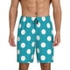 thumbnail image 1 of Balery Sky Blue And White Polka Dot Pantalones cortos de pijama de punto de algodón para hombre con cinturilla y bolsillos-Medium, 1 of 6