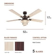 thumbnail image 5 of Simpol 52in Oli Rubbed Bronze Farmhouse LED Ceiling Fan, 5 of 8