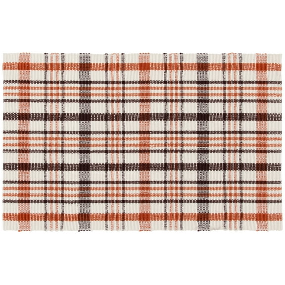Way To Celebrate Orange Plaid Outdoor Layering Rug, 24"x36"