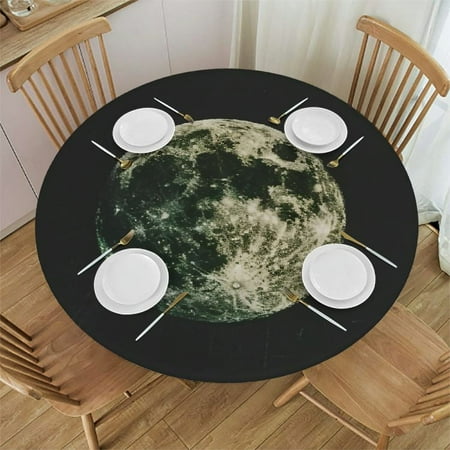 

BCIIG Phases of the Moon Round Table Cover Stain Resistant Washable Indoor Outdoor Tablecloth Kitchen Dining Wedding Parties 100% Polyester Fiber 31-35