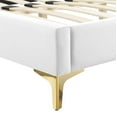 thumbnail image 6 of Tufted Platform Bed Frame, King Size, Velvet, White, Modern Contemporary Urban Design, Bedroom Master Guest Suite, 6 of 10