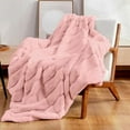 thumbnail image 2 of Cozy Bliss Luxury Soft Faux Fur Throw Blanket for Couch Living Room Bedroom,60 * 80 Inches Pink, 2 of 5