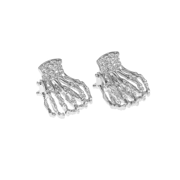 Way to Celebrate Skull Hand Silver Halloween Hair Clip Set, 2 Pieces