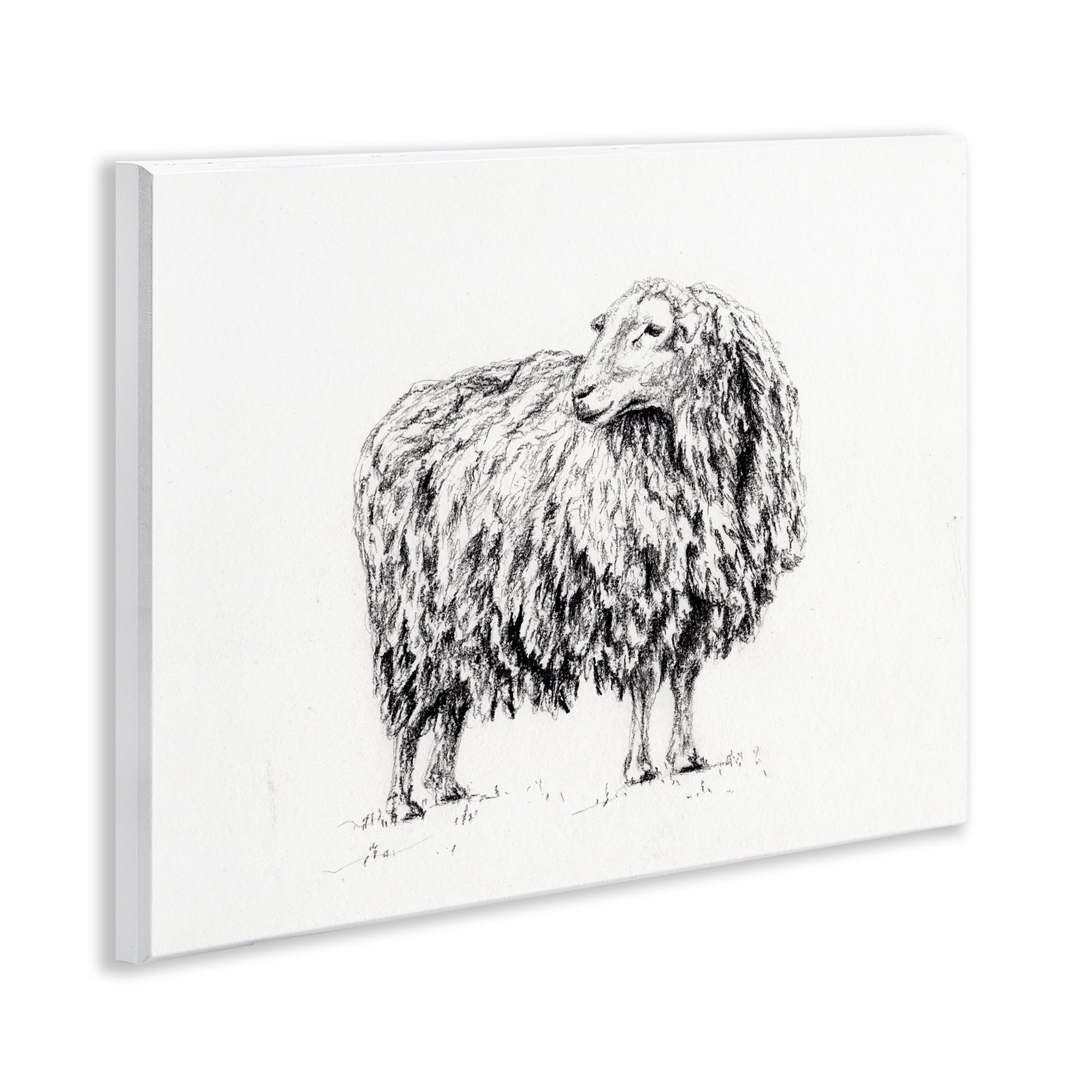 Stupell Industries Sheep in Charcoal Wall Plaque Art, design by Leah Noel Art