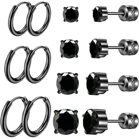 4 Pairs Titanium Hypoallergenic Earrings for Sensitive Ears,Rainbow 5A Cubic Zirconia Screw Back Stud Earrings for Women Men Surgical Stainless Steel Double Side Earrings Piercing