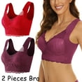 thumbnail image 3 of Hwmodou Women High Support Bra 2PCS Lace Bras Plus Size Bras Women Underwear Bralette Crop Top Sexy Female Bras Female Push Up Braiere Laced Bra Holiday Party Underclothes For Woman Stylish Bra, 3 of 9