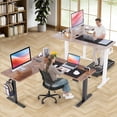 thumbnail image 3 of Legooin 63x55 inch L-Shaped Electric Standing Desk Sit Stand Workstation with Power Strip, Height Adjustable Office Desk for Multiple Computers, for Gaming Room Office Home, Oak, 3 of 9