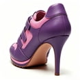 thumbnail image 3 of FSJ Women Chic Round Toe Sneaker Heels Mesh Leather Strap Stiletto Pumps Size 7.5 Purple, 3 of 4