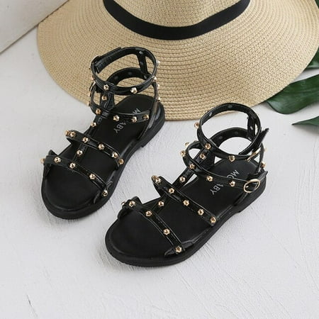 

DancePeanut Summer Kids Fashion Rivet Beach Sandals For Girls Princess Gladiator Shoes Size 26-35