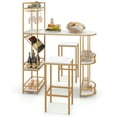 thumbnail image 4 of GVN 3 Pieces Bar Table Set with Storage Shelves and Wine Rack-Golden, 4 of 10
