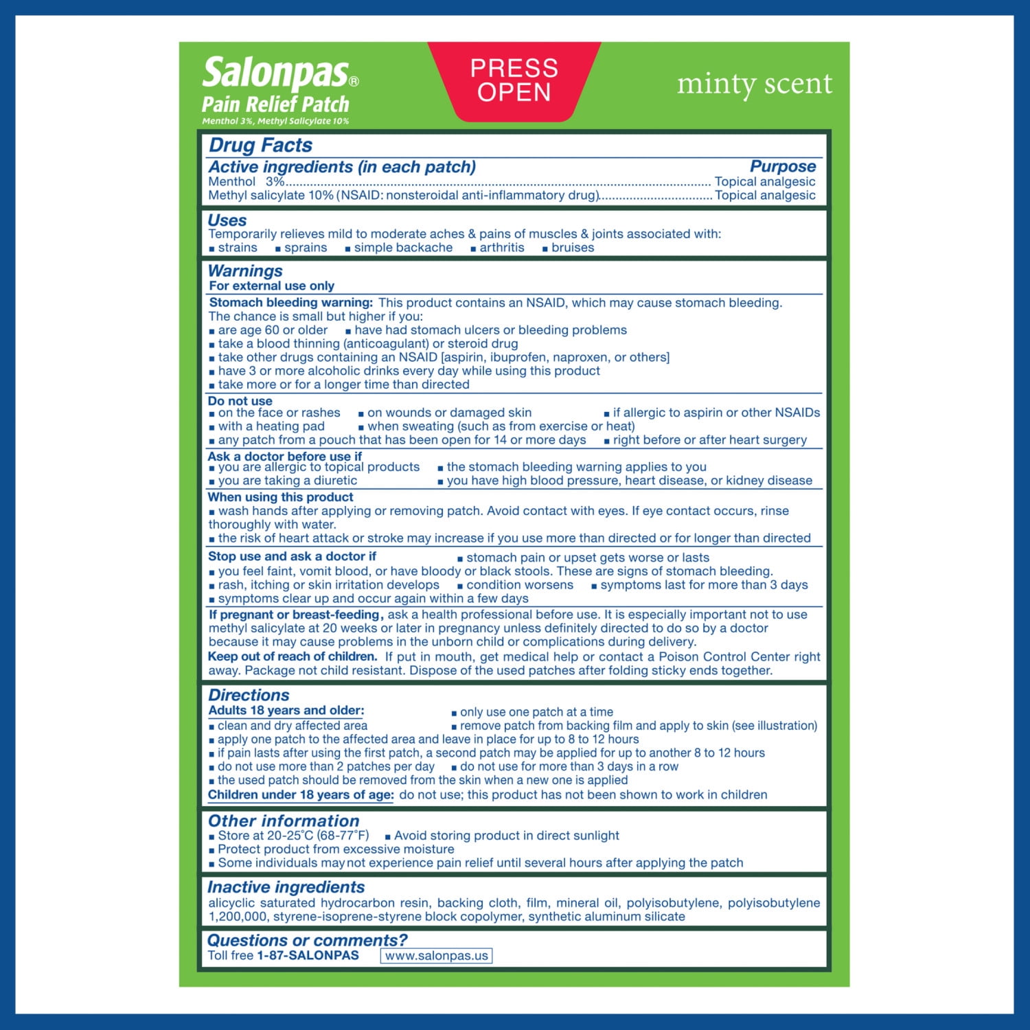 (6 pack) Salonpas Pain Relief Patch, 20 Count (Pack of 1)