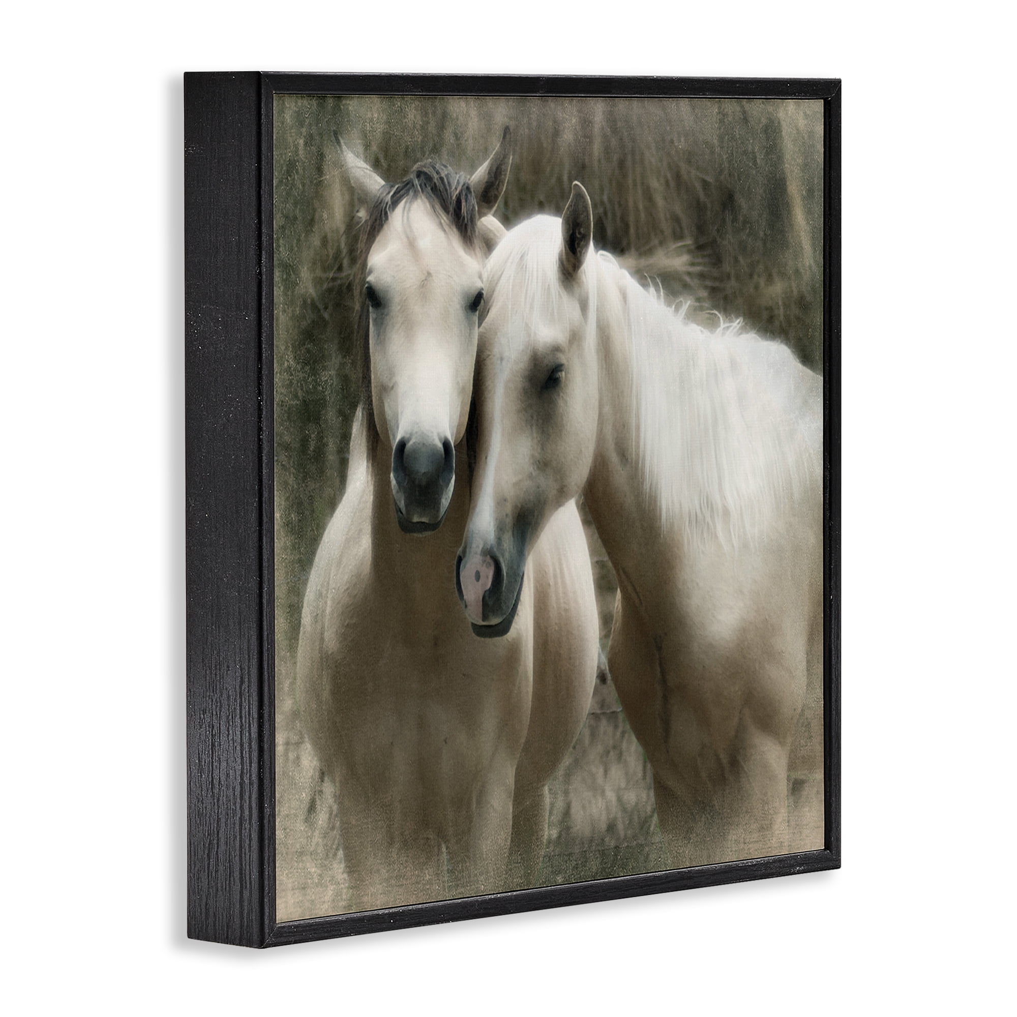 Stupell Industries Snuggling Horses on Farm Animals & Insects Painting Black Framed Art Print Wall Art, 12 x 12