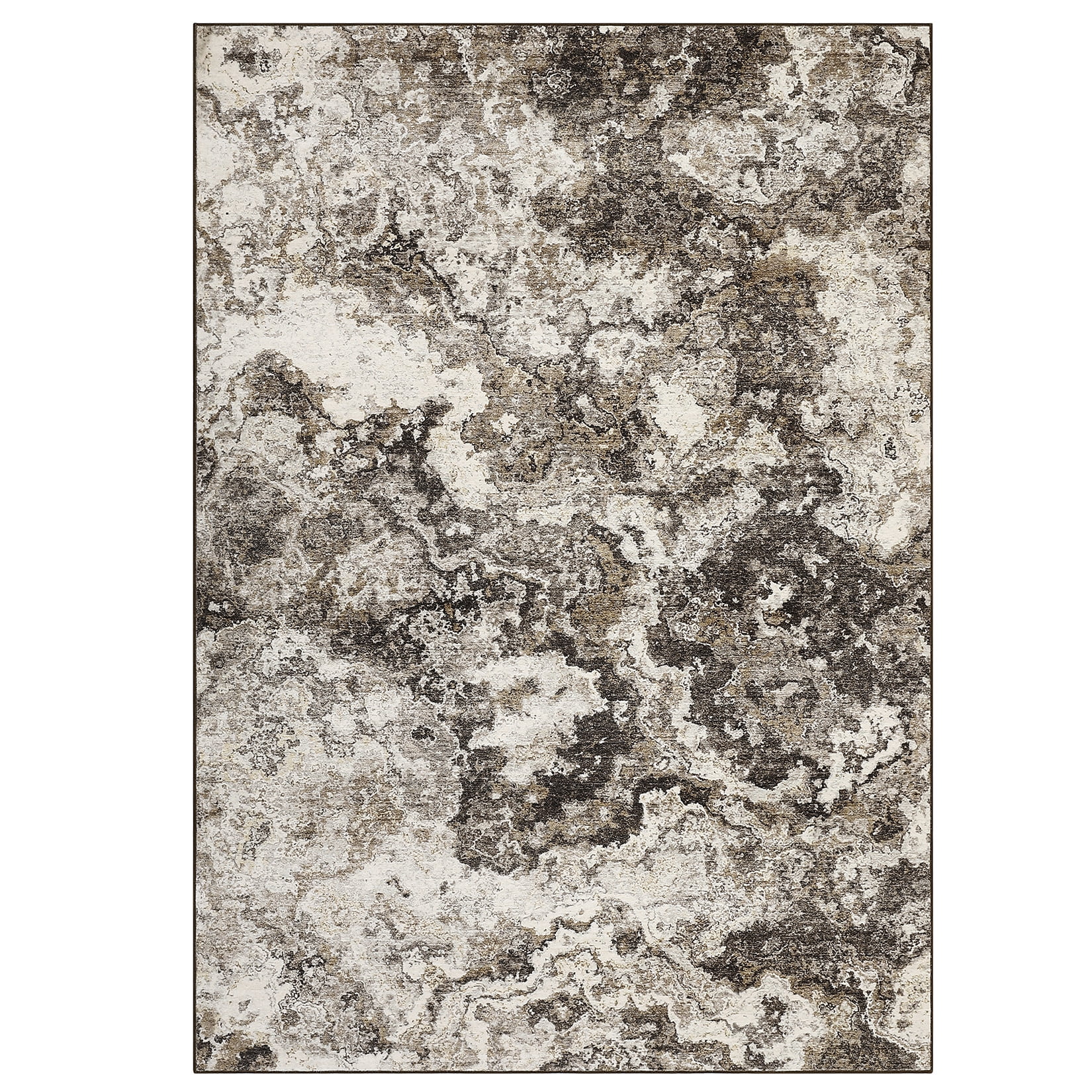 GlowSol 5'x7' Area Rugs for Living Room, Modern Abstract Rug Machine Washable Rug, Stain Resistant Carpet for Dining Room Home Office, Brown
