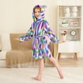 thumbnail image 4 of FORMRS Niños Bathrobe Unisex Hooded Robe Soft Plush Pajamas Sleepwear, Size 2-3T, Green Wavy Plaid, 4 of 7
