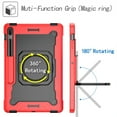 thumbnail image 4 of Kids Case for Samsung Galaxy Tab S8 Plus 2022/S7 FE 2021/S7 Plus 2020 12.4 inch Tablet with Screen Protector Film, Dteck 360 Degree Swivel Handle Grip Stand Rugged Shockproof Case,Red/Black, 4 of 9