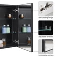 thumbnail image 5 of Fundin Black Aluminum Medicine Cabinet 24 x 24 Inch Recessed or Surface Mount, with Double Door and Adjustable Shelves, 5 of 6