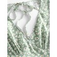 thumbnail image 4 of ZAFUL Women Leisure Daisy Floral Tie Slit Dress Light Green L, 4 of 5
