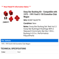 thumbnail image 2 of Sway Bar Bushing Kit - Compatible with 1975 - 1991 Ford E-150 Econoline Club Wagon 1976 1977 1978 1979 1980 1981 1982 1983 1984 1985 1986 1987 1988 1989 1990, 2 of 2
