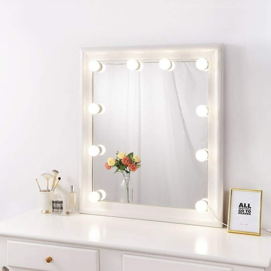 Coolmade Hollywood Style Led Vanity Mirror Lights Kit With 10 Dimmable Light Bulbs 2 Color Lighting Modes Fixture Strip For Makeup