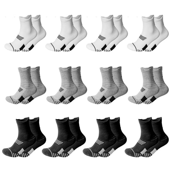 Usavemo 12 Pairs Basketball Socks Athletic Outdoor Sports Socks Mid-Calf Crew Socks for Men Women Unisex Size 9-11