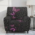 thumbnail image 2 of FKELYI Butterfly Leopard Print Reclining Chair Slipcover 4 Pcs Stretch Recliner Cover Fitted Sofa Couch Cover with Pocket Anti-Dust Furniture Protector for Armchair, 2 of 7