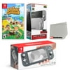 Nintendo Switch Lite Console Gray with Animal Crossing: New Horizons, Protective Case, Screen Protector and Screen Cleaning Cloth Bundle