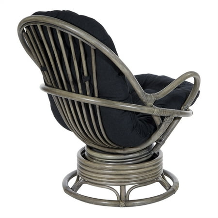 Tahiti Rattan Swivel Rocker Chair In Black Fabric With Grey Frame Canada Tahiti Rattan Swivel Rocker Chair In, Swivel Rocking Armchair