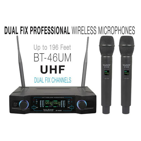 Boytone BT-46UM UHF Digital Channel Wireless Microphone System Dual Fixed Frequency Wireless Mic