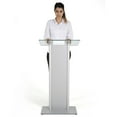 thumbnail image 2 of M&T Displays Tempered Clear Glass Podium with Aluminum Front Panel Silver Aluminum Body and Base 43.9 Inch Height Floor Standing Lectern Pulpit Desk, 2 of 8