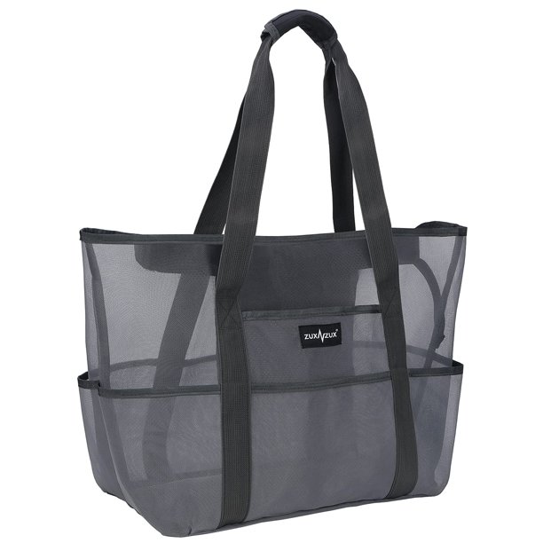ZUXNZUX Beach Pool Bag Mesh Travel Totes, Large Nylon Mesh Bag with