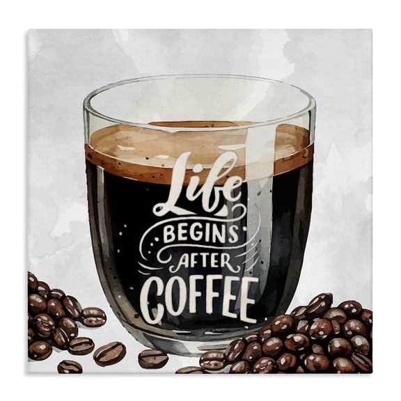 Stupell Industries Farmhouse Life Begins After Coffee Canvas Art, 17 x 17, by Kim Allen