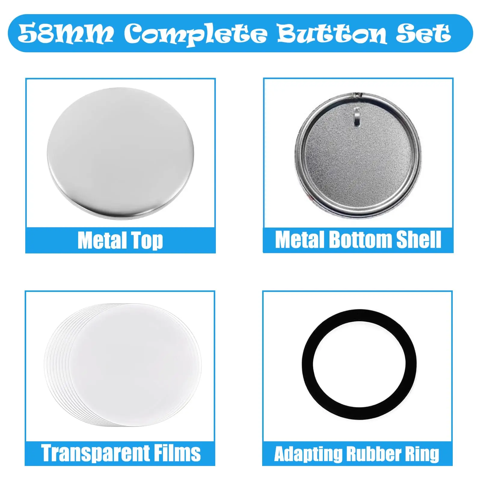 58mm DIY Keychain Button Making Kit Mirror Bottle Opener for Button Making Machine Badge Crafts ,Beginner-Friendly