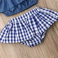 thumbnail image 5 of Bagilaanoe 2pcs Toddler Baby Girl Short Pants Set Sling Ruffle Crop Tops + Plaid Mini Skirt Shorts + Headband 6M 12M 2T 3T Kids Casual Summer Outfits, 5 of 6