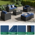 thumbnail image 3 of ClouddWell 4 Seat Outdoor Patio Furniture Set, Patio Conversation Sets with Thick Waterproof Cushions & Storage Coffee Table(Blue), 3 of 8