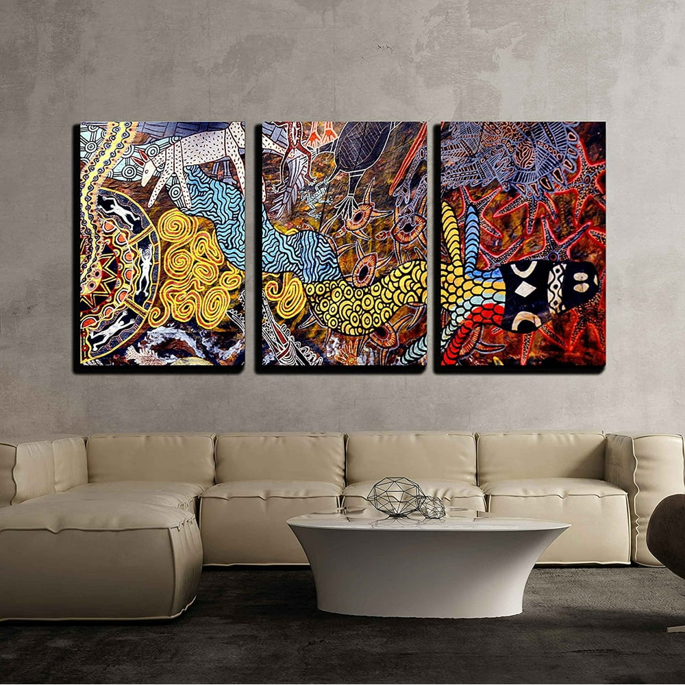 Wall26 3 Piece Canvas Wall Art Indigenous Australian Art Dot Painting