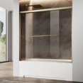 thumbnail image 5 of Sunny Shower Double Sliding Bathtub Door 60 in.W x 62 in.H Brushed Gold Finish Framed with 1/4 in. Clear Tempered Glass, 5 of 9