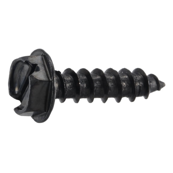 #10 x 1/2" Black Oxide Slotted Hex Washer Head Sheet Metal Screws (20 pcs.)