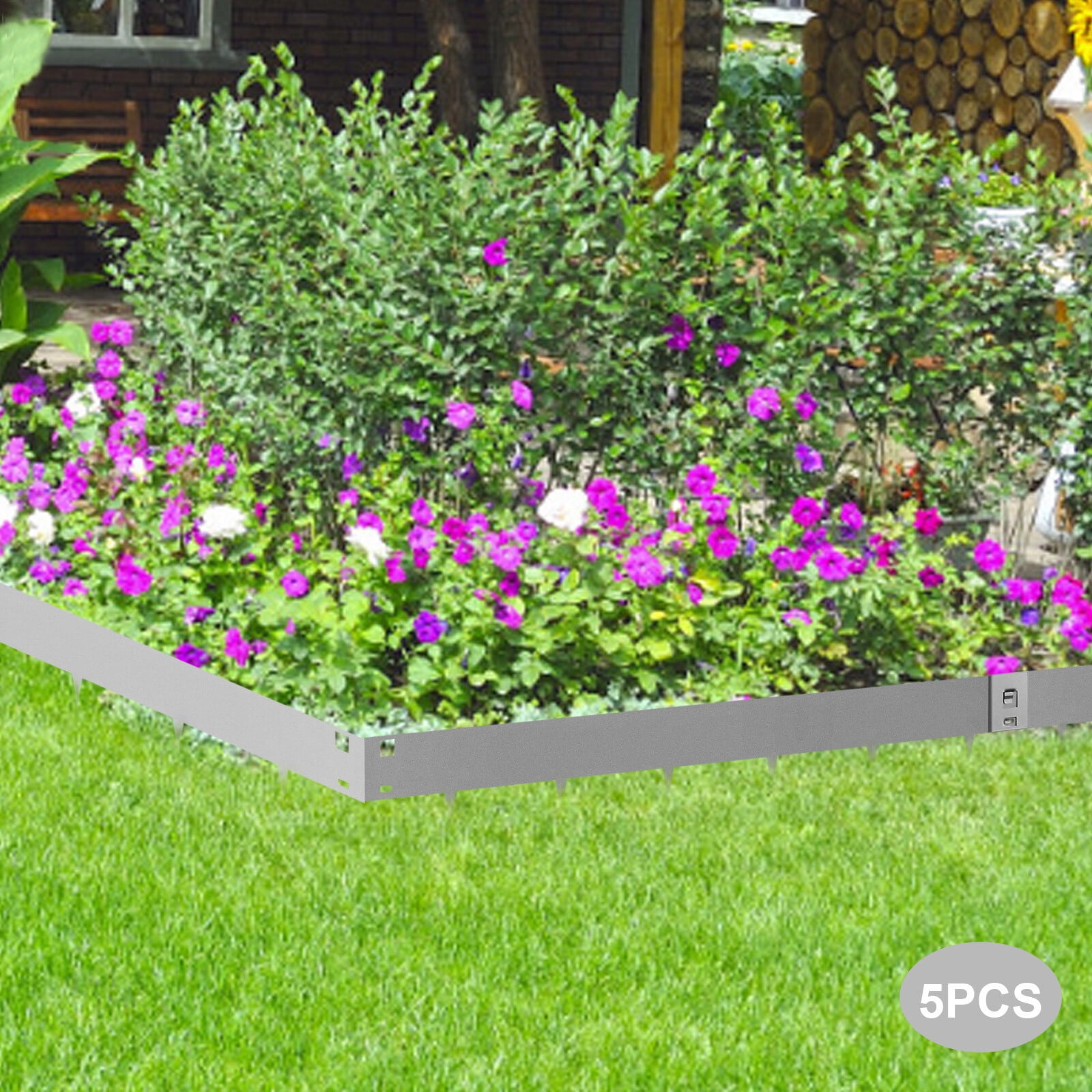 5PCS 3"x39" Outdoor Yard Barrier Steel Lawn Edging Metal Landscape Edging Grey for Gardens, Paths, Lawns